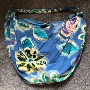 Jams World Vintage Floral Cotton Tie Tote Bag in Blue Tropical Floral One Size